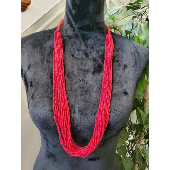 Multi-Strand Coral Style Bead Necklace - Picture 1 of 7